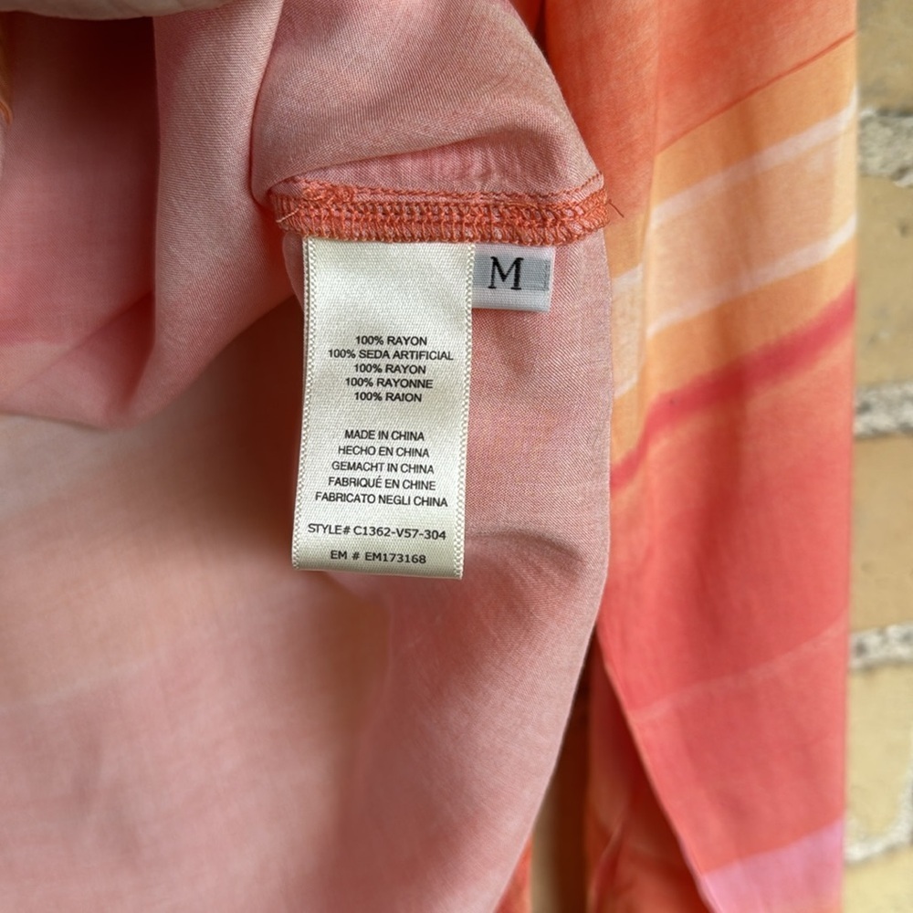 NWT Anthropologie Cloth & Stone Women's Coral Striped Button-Up Shirt - Picture 3 of 4
